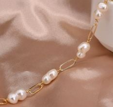 22K Gold Plated Baroque Pearl Bracelet for Women